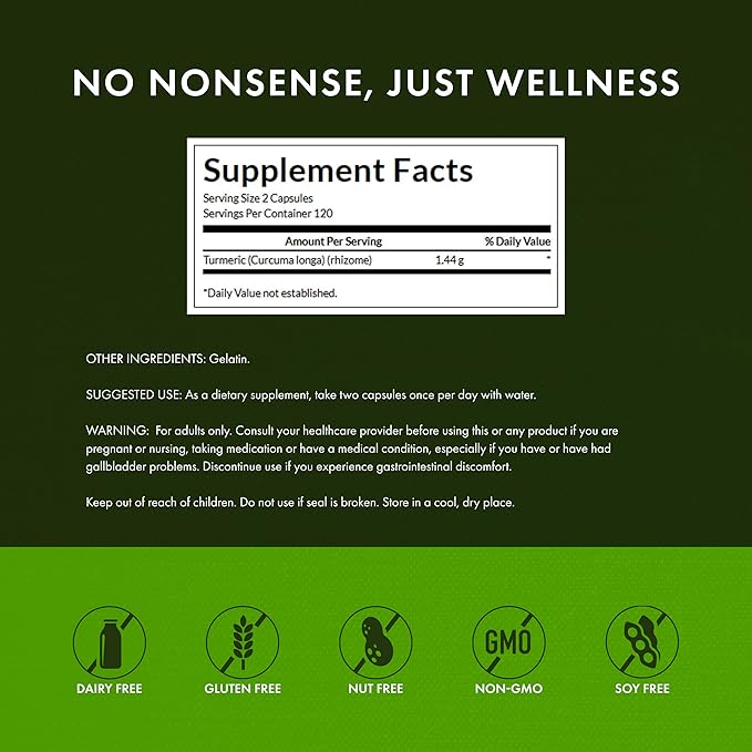 Swanson Full Spectrum Turmeric Curcumin Joint, Liver, and Digestive Support Supplement for Active Adults - Non-GMO, Gluten-Free (240 Vegan Capsules)