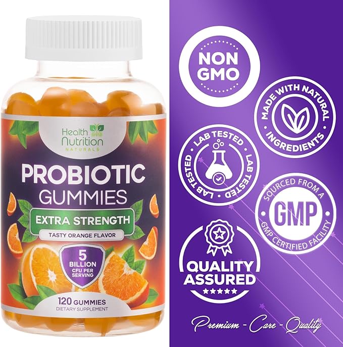 Probiotic Gummies - Advanced Multi-Strain Probiotic Formula - Gut & Digestive Health Support Gummy - Bacillus Coagulans 5 Billion CFU Per Serving, Daily Acidophilus Probiotics Supplement - 120 Gummies