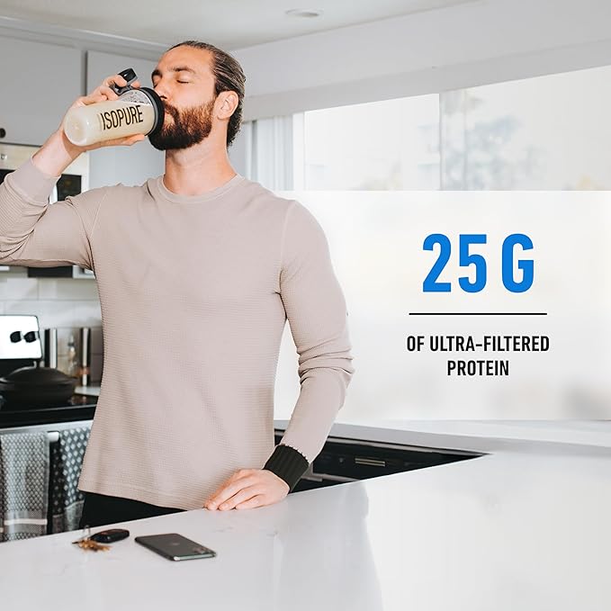 Isopure Zero Carb 100% Pure Whey Isolate Protein Powder, Lactose Free, Gluten Free, with Vitamins, Creamy Vanilla, 25g Protein Per Serving, 1 Lb, 15 Servings (Packaging May Vary)