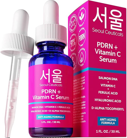 SeoulCeuticals PDRN Serum Salmon DNA Vitamin C Serum (Pack of 2) – Korean Skincare Anti Aging PDNR Skin Repair Booster – K Beauty PDRM Skin Care for Face 1oz