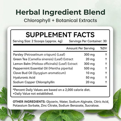 Anti-Bad Breath Herbal Gel Supplement - Body & Breath Odor Control from The Inside – Internal Deodorant, Natural Herbal Deodorant Gel with Parsley and Chlorophyll, Full Body Deodorizer (1)