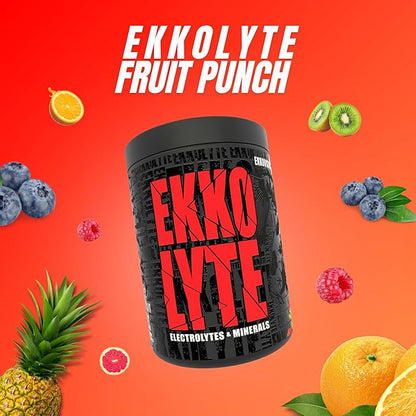 Ekkovision Ekkolyte Electrolytes &Minerals Powder, 50 MG Vitamin C & 155 MG Magnesium for Hydration Support, Essential Electrolytes for Women and Men, Fruit Punch, 120 Servings