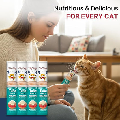 Cat Treats Lickable | Grain-Free Tuna Cat Treats | Creamy Puree Squeeze Ups with Vitamin E & Taurine, Digestible Formula | 0.5 oz. Each Tube, Tuna Flavor | 10 Tubes