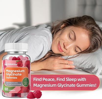 Magnesium Glycinate Gummies, Sugar Free Magnesium Supplement w/Ashwagandha, Zinc, Vegan Magnesium Glycinate Supplement for Adults - 120 Cherry Gummies