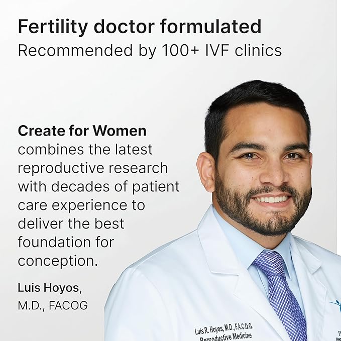 Create for Women | Doctor Formulated Fertility Gummy | 600mg CoQ10 + 27mg Iron + 1200mcg Folic Acid | Preconception & Egg Quality Support | Vegan & No Added Sugar (28 Day Supply)