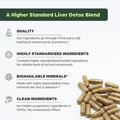 Sandhu's Liver Cleanse Detox & Repair Support Capsules with Milk Thistle & Dandelion Root | Herbal Supplement Pills for Liver Health | for Men & Women | Made in USA | Viral on Tiktok | 140 Count