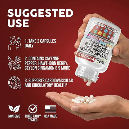 Clean Nutra Cayenne Pepper Capsules Supplement with Hawthorn Berry, Dandelion Root, Ceylon Cinnamon, Garlic, Ginger, Berberine, Apple Cider Vinegar, Milk Thistle, Beet Root, Aloe Vera Pills & More