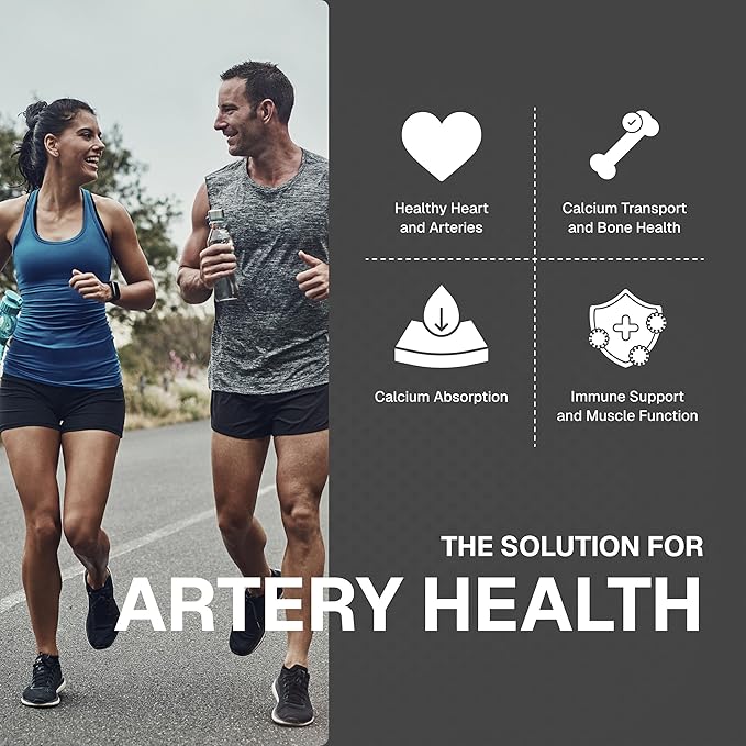 Weider Artery Health - Artery Flexibility & Heart Health - with Vitamin K2, D3 & Ginger - Bone & Immune Support* - Gluten Free & Vegan - 30 Veggie Capsules (Pack of 2)