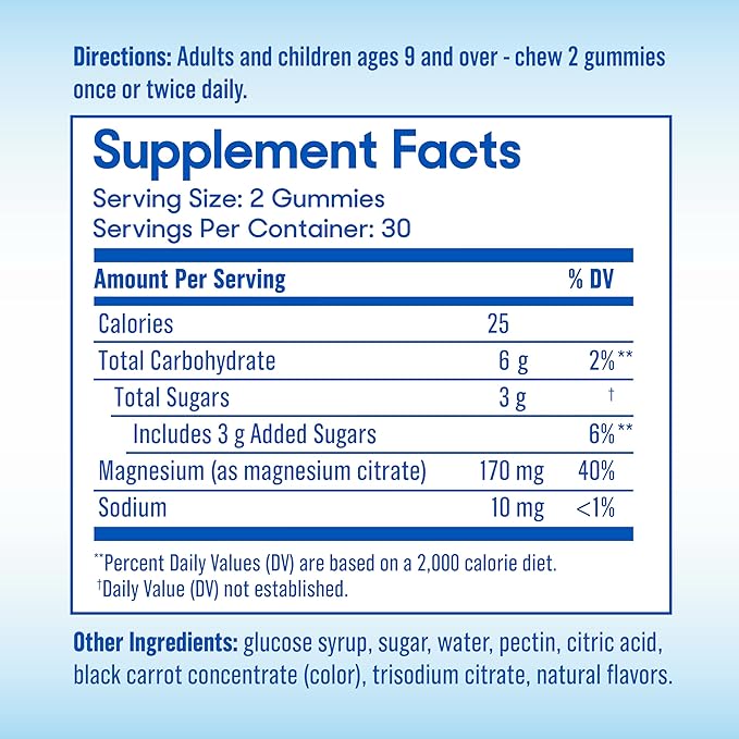SlowMag Magnesium Citrate Gummies, 60 Count, Supports Muscle Health, Natural Berry Flavor, Recovery & Relaxation