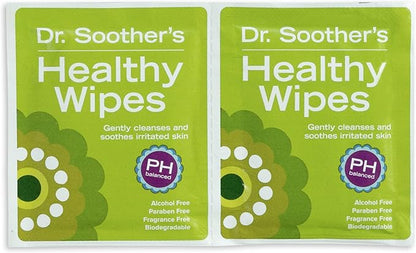 Dr. Soother's Healthy Wipes - PH Balanced Feminine Hygiene, Unscented, Hypoallergenic, Alcohol & Fragrance Free - 60 Individually Wrapped Cleansing Wipes for Women & Girls