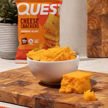 Quest Nutrition Cheese Crackers, Cheddar Blast, 10g Protein, 5g Net Carbs, 1g Sugar, Made with Real Cheese, High Protein Snack, 4 Count