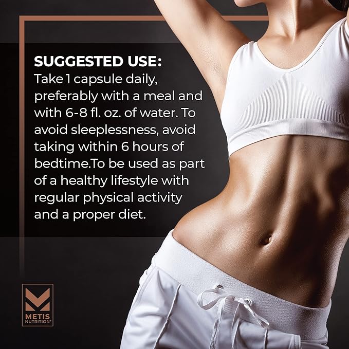 METISNutrition Pyro Stim 7 Metabolism Booster Fat Loss Support Energy Boost - Once-A-Day Thermogenic with Teacrine for Focus, Appetite Control, Muscle Toning, and Mood Control (60 Capsules)