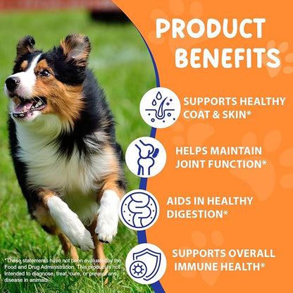 Collagen for Dogs 60ml, Liquid Dog Collagen Drops, Liquid Collagens for Dogs Joints, Skin & Coat, Support Dog Itchy Skin Relief & Digestive Health, Pet Supplement with Biotin,MSM&Ginger, Bacon Flavor