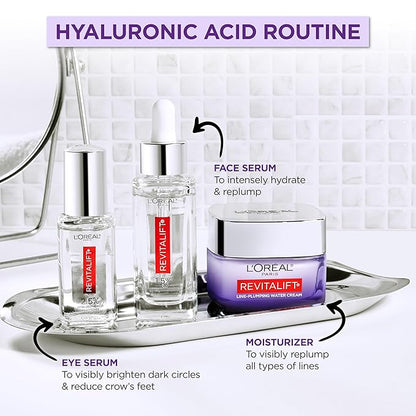 L'Oreal Paris Revitalift 1.5% Pure Hyaluronic Acid Serum for Face, Anti Aging Serum to Hydrate Skin & Reduce Wrinkles, Fragrance Free Skin Care for All Skin Types, 1 Oz