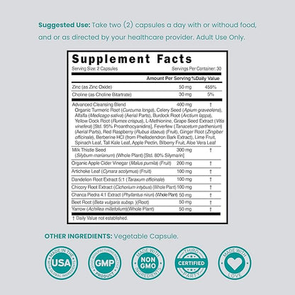 Liver Cleanse Detox & Repair 27 in 1 Formula - Milk Thistle, Dandelion Root, Turmeric, Artichoke Extract & More - Liver Detox Support Supplement - 3rd Party Tested, Vegan Safe & USA Made (60 Count)