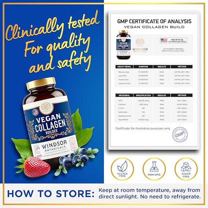 Vegan Collagen for Women and Men Supplements - Vitamin C, Biotin, Amino Acids Glycine, Lysine, Proline, Organic Fruit & Vegetable Powder - Once A Day - 30 Plant Based Collagen Boost Tablets