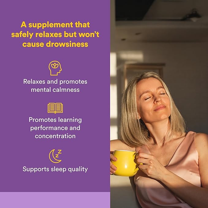 Natural Factors Suntheanine L-Theanine 100 mg - Health Supplement for Calm Outlook - L-Theanine Supplement Supports Relaxing Sleep & Aids Against Drowsiness - 60 Chewable Tablets (30 Servings)