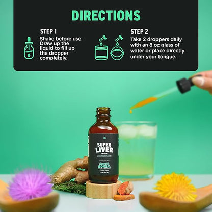 SuperBonsai Super Liver Support with Milk Thistle - All Natural Liver Cleanse Detox & Repair Aid - Doctor-Formulated Liver Supplement - Liquid Herbal Supplements for Liver Health - 1 Month Supply