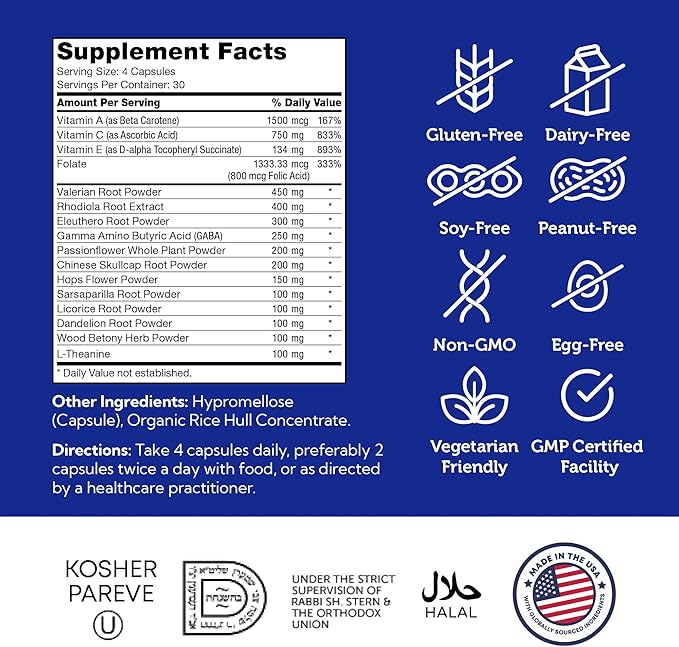 Zahler StressMaster, Relaxation Support Supplement, Promotes Natural Calm, Certified Kosher 120 Capsules
