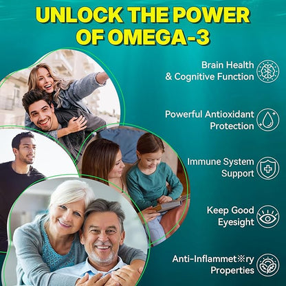 2 Pack Algae Omega 3 Gummies 1000mg, Plant Based DHA 460mg & EPA 230mg, Omega 3 Fish Oil Alternative for Adults, Plus MethylFolate, Vitamin B12, Phosphatidylserine, No Fishy Taste, Vegan, Sugar Free