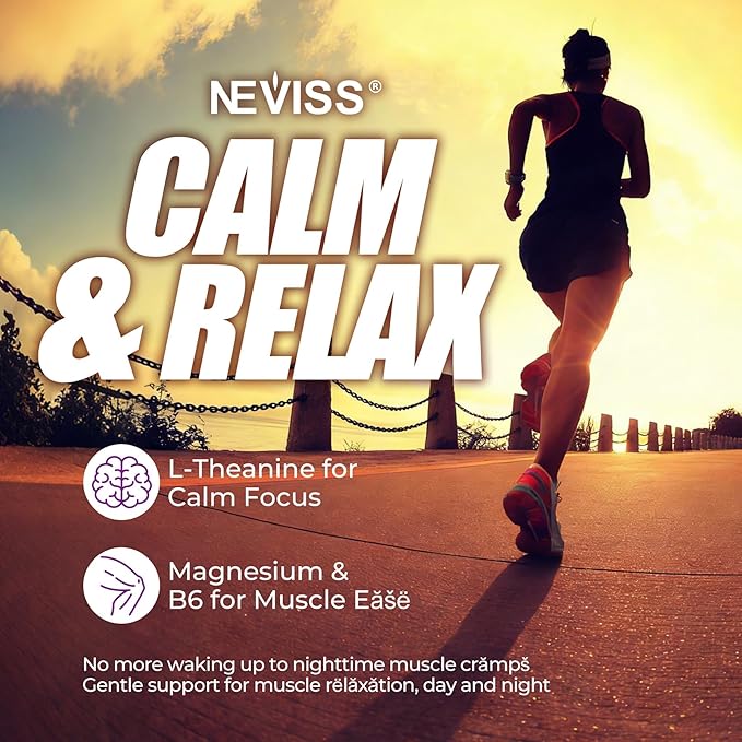 NEVISS Potassium Gluconate + Magnesium Glycinate Gummies w/ B6 & L-Theanine for Muscle Cramp & Leg Cramp Relief | Sugar-Free Electrolyte Supplement for Energy, Hydration & Calm Relax | Vegan, 60Cts