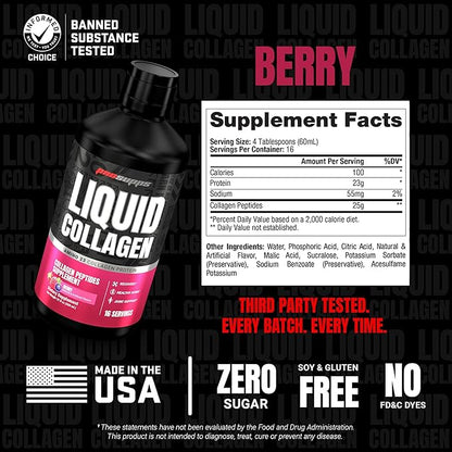 ProSupps Amino23 Liquid Collagen Shots, Berry - Collagen Peptide Post Workout Supplement Supports Healthy Aging, Joints, Skin & Hair - Gluten-Free & Zero Sugar - 16 Servings