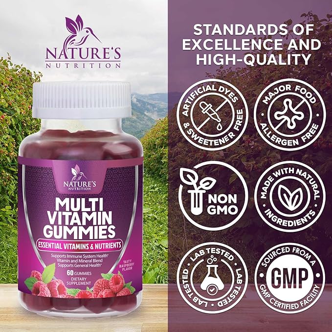 Multivitamin Gummies for Adult with Vitamins A, C, D, B12 - Gummy Multivitamins for Daily Nutritional Support with Vitamins & Minerals for Women & Men, Nature's Multi VIT Vitamin - 60 Gummies