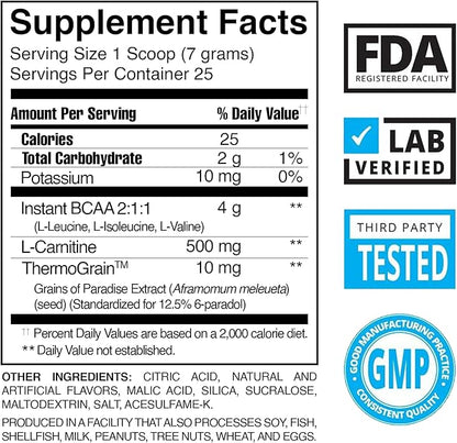 BPI Sports Best BCAA Shredded - Caffeine Free Thermogenic Recovery Drink, Lean Muscle Building BCAA Powder for Women and Men, Preworkout BCAAs Amino Acids Drink- Blue Raz - 25 Servings