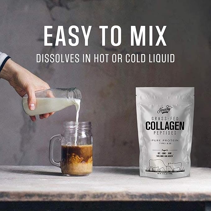 HEARTHY FOODS Collagen Powder - 18g Protein - Pure Halal Collagen Peptides Grass Fed Organic Hydrolyzed Powder | Type I and III Unflavoured Keto Friendly Gluten Free No Sugar Non GMO 16 Oz