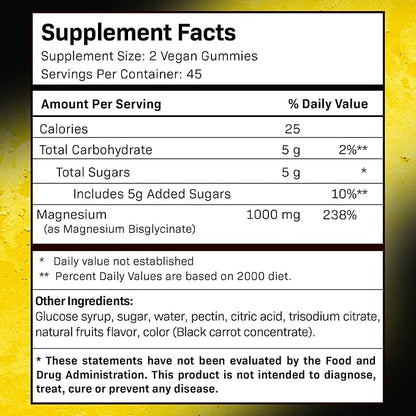 Magnesium Glycinate Gummies, 1000 mg - Magnesium Supplement to Support Relaxation, Heart Health - Chewable Calm Magnesio Gummies for Adults, Glicinato De Magnesio - Tropical Fruits Flavor