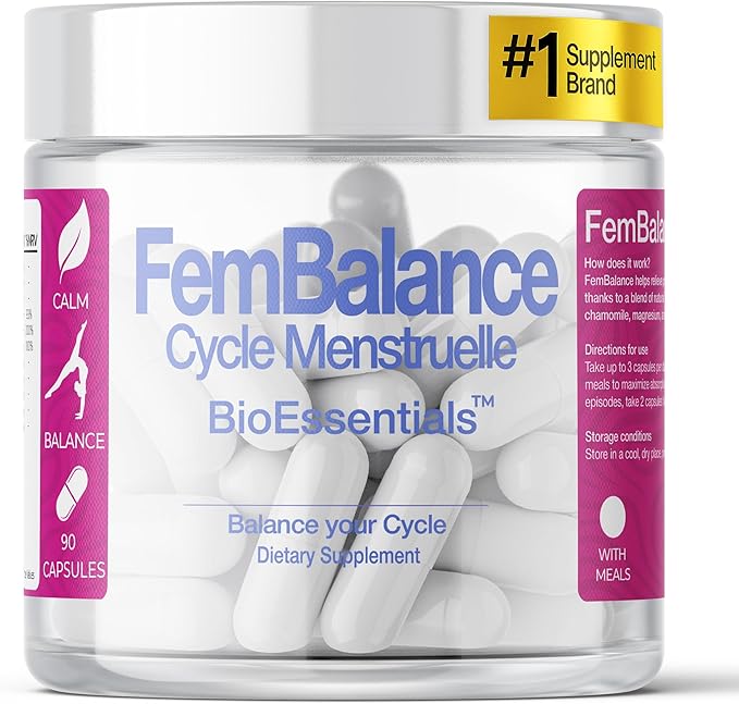 FemBalance® – Women’s Hormone Balance Supplement for PMS Support & Menstrual Cramp Relief - Ashwagandha, Magnesium & Chamomile for Hormonal Balance, Mood & Energy – 90 Vegan Capsules