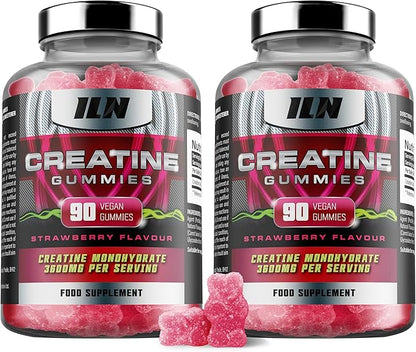 Iron Labs Nutrition Creatine Monohydrate Gummies (180 Gummy Bears) - 3600mg Per Serving - LAB Tested - Strawberry Flavor - High Strength Creatina for Men & Women (180 Vegan Gummys)