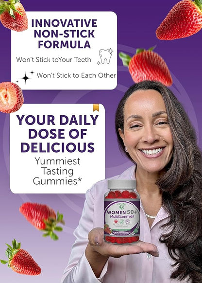 Lunakai USA Made 50 Plus Women's Multivitamin Gummies - Delicious Formula Enhanced with Essential Vitamins & Minerals for Health & Vitality - 6 Pack