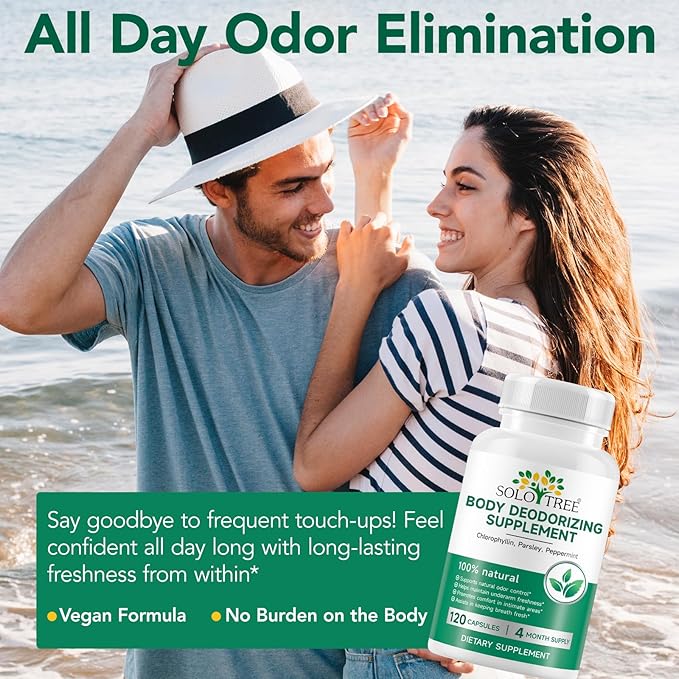 Body Deodorizing Supplement - Chlorophyll Pills for Internal Odor Control, Fresh Breath, and Digestive Support - Helps Reduce Body & Breath Odor from Within for Women and Men