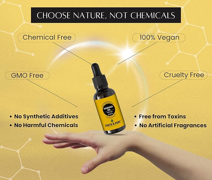 Earth N Pure Moringa Oil Cold Pressed, Natural and Therapeutic Grade 50 ml