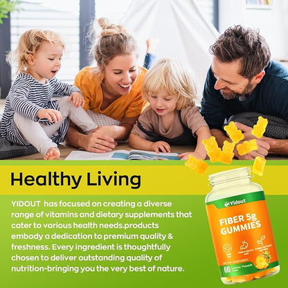 Fiber Gummies for Adults with Probiotics，No Sugar Added Pineapple Flavor, Promotes Gut Health and Regulate Bowel Movement, Vegan (60 Count（Pack of 2）)