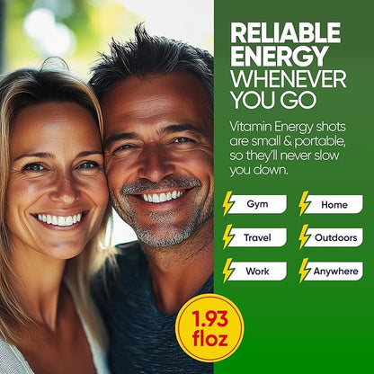 Vitamin Energy Immune+ Extra Strength Energy Shot Watermelon Burst 8 Pack, 260mg Natural Caffeine, B-Vitamins, Citicoline, Green Tea, Immunity & Focus Support, Zero Sugar, Gluten-Free 1.93 fl oz