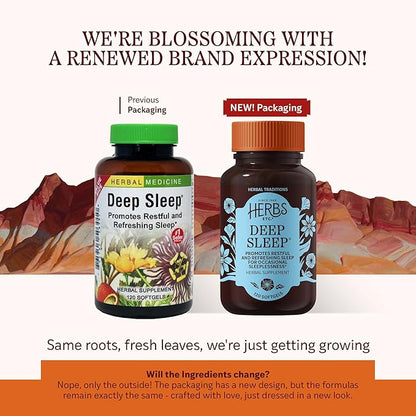 Herbs Etc. Deep Sleep Softgels - Herbal Sleep Support Supplement - Rest & Calming Support with Passionflower, Chamomile & Lemon Balm - 120 Softgels (120 Servings) - 2 Pack