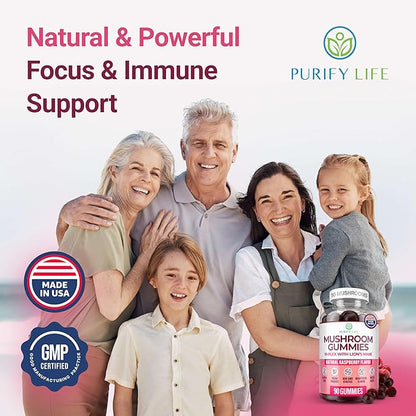 World's First Mushroom Complex Gummies with Lions Mane, Immune Support & Stress Relief, Nootropic Mushroom Supplement for Adults & Children (90 Chews 2500mg/serving)
