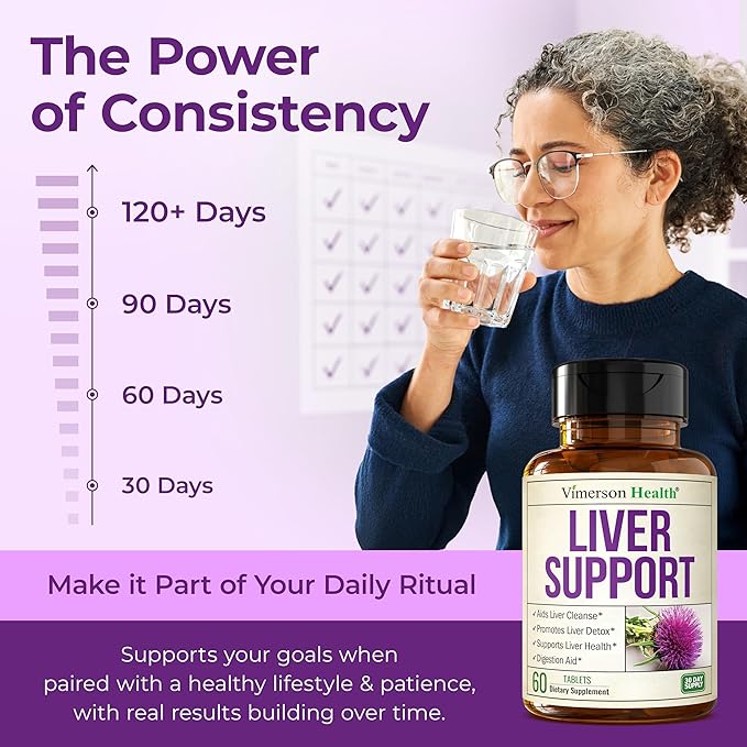 Vimerson Health Liver Cleanse Detox & Repair - Milk Thistle Supplement with Silymarin, Dandelion Root, Artichoke & Zinc for Liver Support, Digestion, Energy with Milk Thistle Extract, 60 Tablets