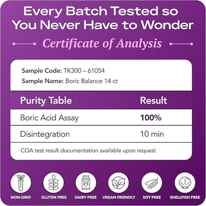 Intimate Rose Boric Acid Vaginal Suppositories, 14 Count for Feminine Deodorizing & Freshness - Vegan Capsules