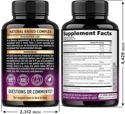Menopause Supplements for Women - Dong Quai, Black Cohosh, Pre & Probiotics - Sweats & Hot Flashes Relief - Digestion, Sleep & Mood Support - 25-in-1 Perimenopause Complex - Made in USA - 60 Capsules