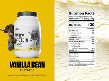 Levels Grass Fed Whey Protein Powder, No Artificials, 24G of Protein, Vanilla Bean, 2LB