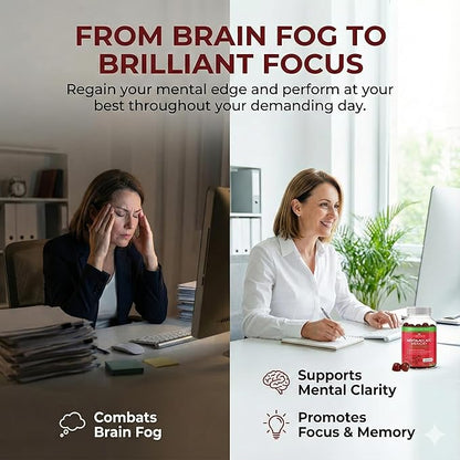 CogniTune L-Methylfolate Gummies 1000mcg - Bioavailable 5MTHF Folate Supplement for Brain Health - MTHFR Support with Delicious Strawberry Flavor