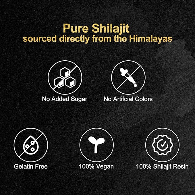 Himalayan Shilajit Gummies for Men & Women - No Added Sugar, 100% Natural & Organic with Ashwagandha, Gokshura, Fulvic Acid & 85+ Trace Minerals, Individually Wrapped, Non-GMO, 80 Gummy I Pouch