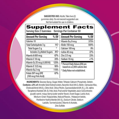 Centrum MultiGummies Gummy Multivitamin for Women, Multivitamin/Multimineral Supplement with Vitamin D3, B and Antioxidants, Assorted Fruit Flavor - 170 Count
