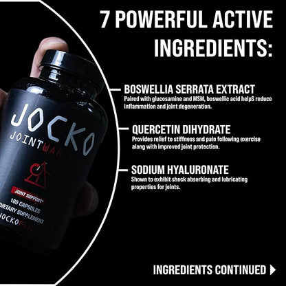 Jocko Fuel Joint Support Supplement - Glucosamine MSM for Joint Pain, Mobility, & Flexibility w/Turmeric & Boswellia (180 Capsules)