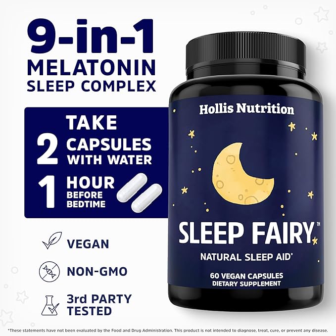SLEEP FAIRY Natural Sleep Aid | Magnesium Glycinate 500mg, Melatonin 10mg, L-Theanine, B6, 5-HTP, GABA, Valerian Root & Ashwagandha | Herbal Sleeping Pills for Adults | Vegan Sleep Pills | MADE IN USA
