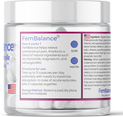 FemBalance® – Women’s Hormone Balance Supplement for PMS Support & Menstrual Cramp Relief - Ashwagandha, Magnesium & Chamomile for Hormonal Balance, Mood & Energy – 90 Vegan Capsules