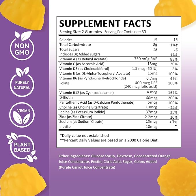 Fibroid Gummies for Women, Vegan Orange Flavor Gummies, Pack of 2